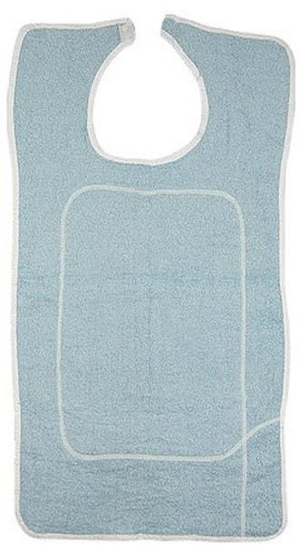 Beck's Classic Adult Bib with Barrier, White and Blue Terry, 18 x 36 in.