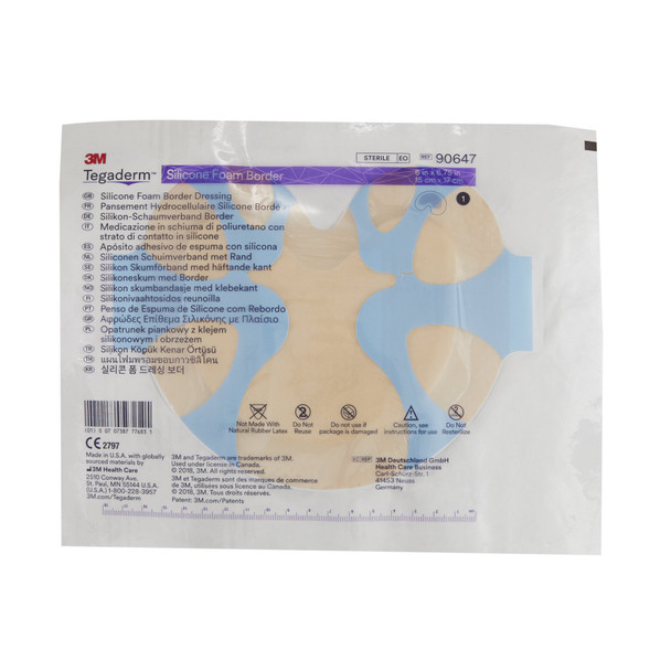 3M™ Tegaderm™ Silicone Foam Dressing, 6 x 6-3/4 Inch Sacral