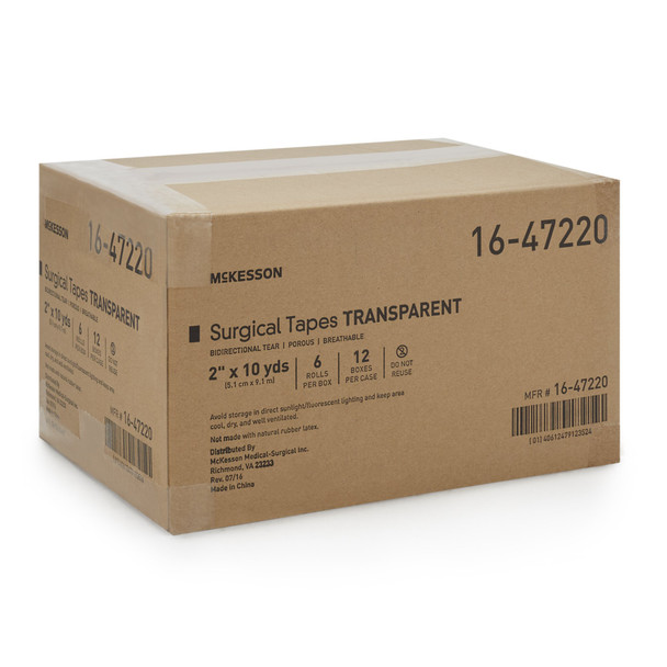 McKesson Plastic Medical Tape, 2 Inch x 10 Yard, Transparent