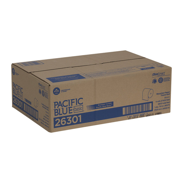 Pacific Blue Basic™ Brown Paper Towel, 7-7/8 Inch x 800 Foot, 6 Rolls per Case