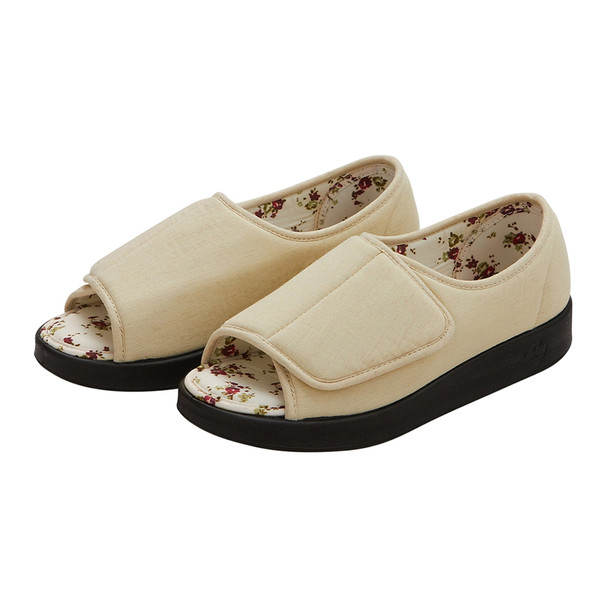 Silverts® Women's Indoor/Outdoor Extra Wide Open Toe Shoes, Beige, Size 7