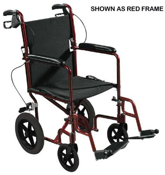 Expedition Aluminum Transport Chair W/loop Locks  19  Red