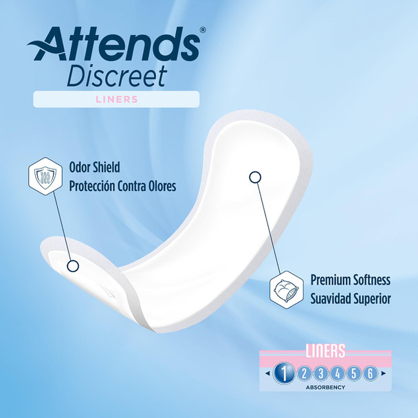 Attends® Discreet Liners Bladder Control Pad, 6-Inch Length