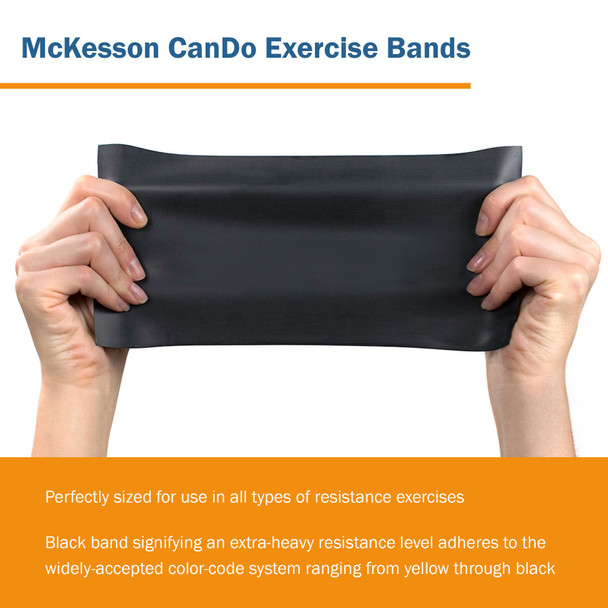 McKesson Exercise Resistance Band, Black, 5 Inch x 6 Yard, X-Heavy Resistance