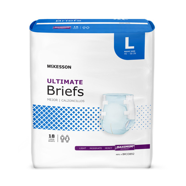 McKesson Ultimate Maximum Absorbency Incontinence Brief, Large