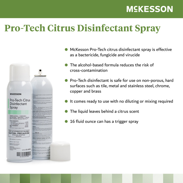 McKesson Pro-Tech Surface Disinfectant Cleaner Alcohol-Based Liquid, Non-Sterile, 16 oz, Can, Citrus Scent