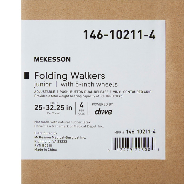 McKesson Aluminum Folding Walker, 25 – 32¼ Inch Height
