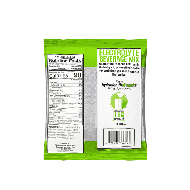 Sqwincher® Powder Pack® Lemon-Lime Electrolyte Replenishment Drink Mix, 9.53 oz. Packet