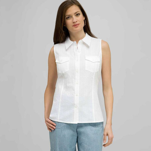 Sleeveless Button Down Blouse.