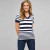 Striped Sleeve V-Neck Roll Cuff Tee
