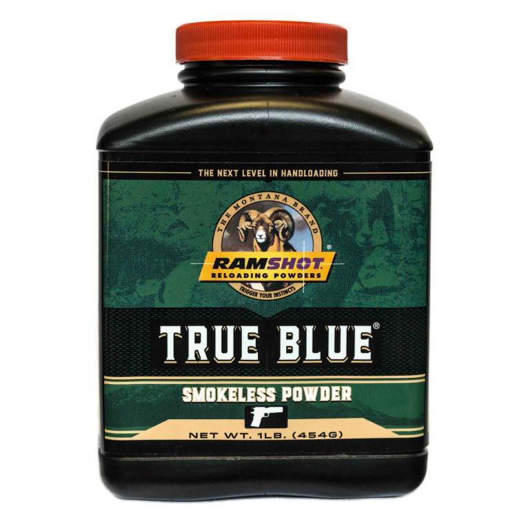 Ramshot True Blue smokeless handgun powder container