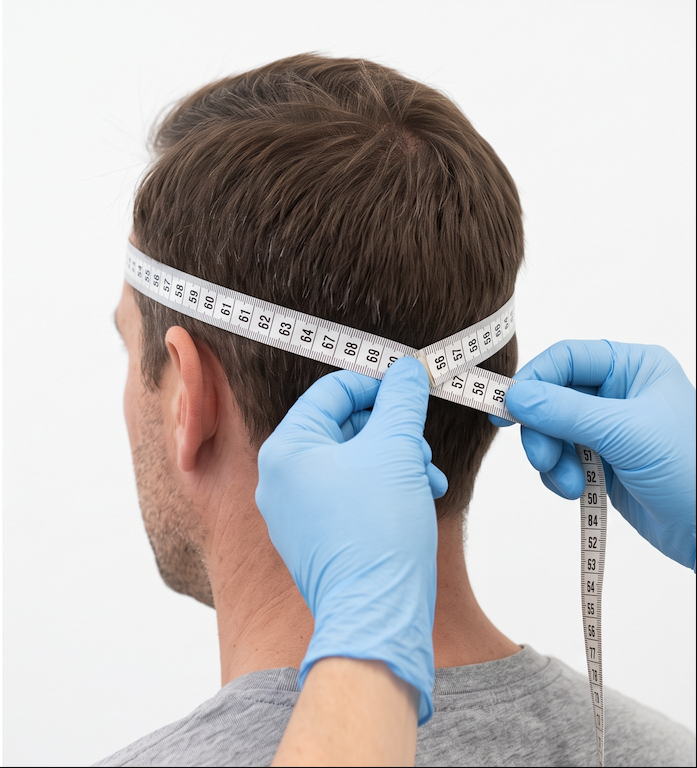 Wrap tape measure completely and record measurement