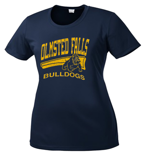 Ladies Bulldog Distressed Tee - Navy