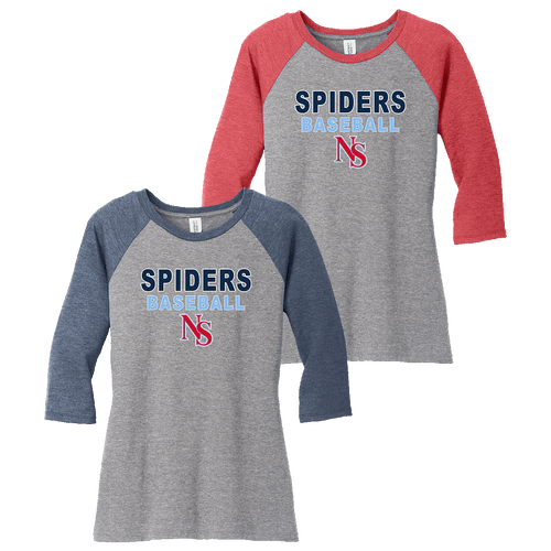 North Shore Spiders Baseball Ladies 3/4-Sleeve Raglan Tee (F819)