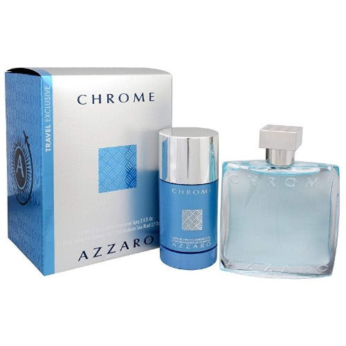 Azzaro Chrome 2 Piece Gift Set 2 Piece Gift Set With 3.4 Oz EDT