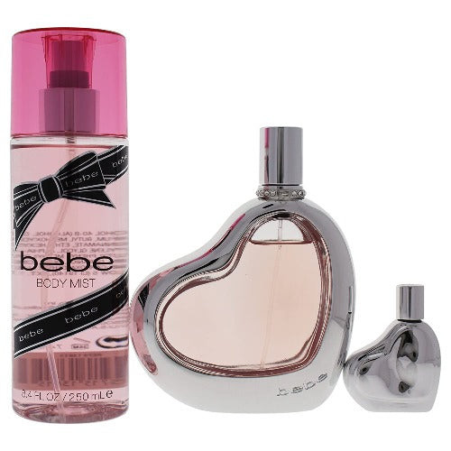 Bebe Silver 3 Piece Gift Set 3 Piece Gift Set With 3.4 Oz EDP