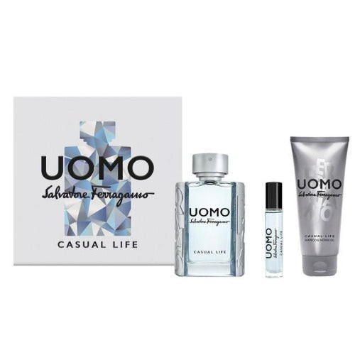 Ferragamo Uomo Casual Life 3 Piece Gift Set 3 Piece Gift Set With 3.4 Oz EDT