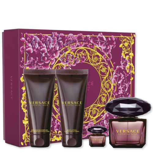 Versace Crystal Noir Eau De Toilette 4 Piece Gift Set 4 Piece Gift Set With 3.0 Oz EDT