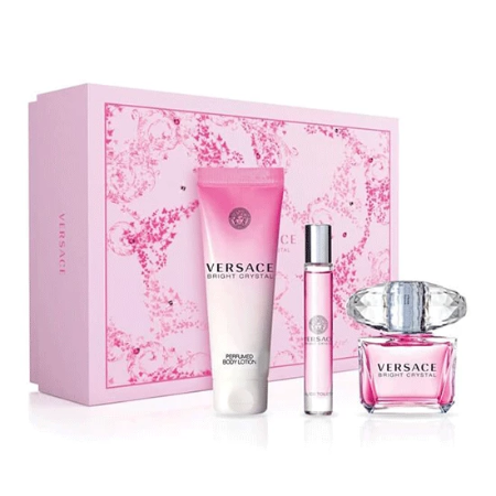 Versace Bright Crystal 3 Piece Gift Set 3 Piece Gift Set With 3.0 Oz EDT