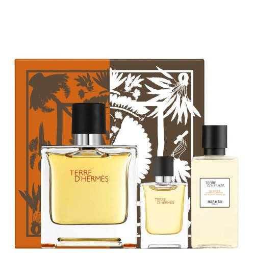 Terre D'Hermes Pure Parfum 3 Piece Gift Set 3 Piece Gift Set With 2.5 Oz Pure Parfum