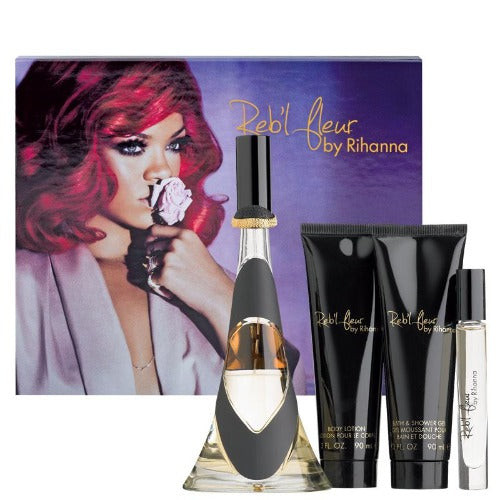 Rihanna Reb'L Fleur 4 Piece Gift Set 4 Piece Gift Set With 3.4 Oz EDP