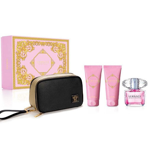 Versace Bright Crystal 4 Piece Gift Set 4 Piece Gift Set With 3.0 Oz EDT