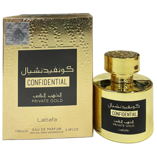 Lattafa Confidential Private Gold Eau De Parfum 3.4 Oz