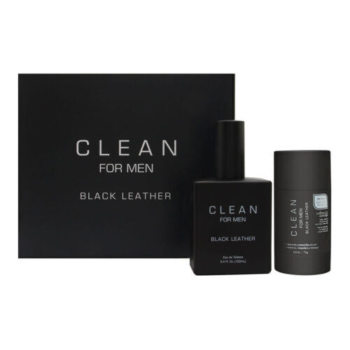 Clean Black Leather 2 Piece Gift Set 2 Piece Gift Set With 3.4 Oz EDT