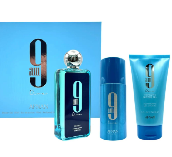 Afnan 9 Am Dive 3 Piece Gift Set 3 Piece Gift Set With 3.4 Oz EDP