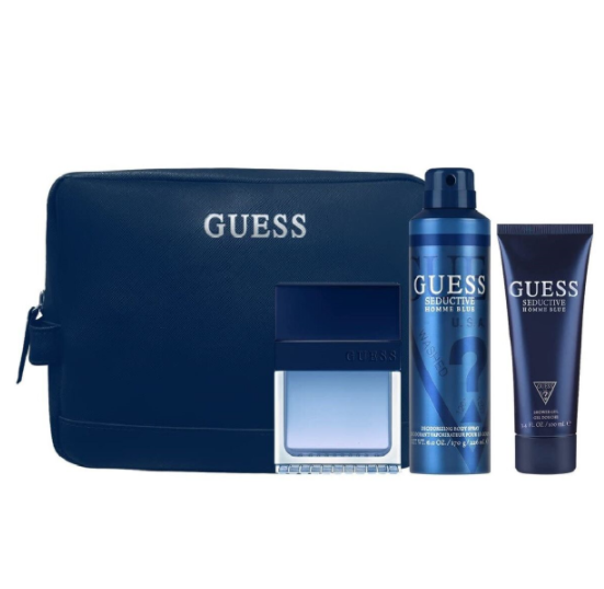 Guess Seductive Homme Blue 4 Piece Gift Set 4 Piece Gift Set With 3.4 Oz EDT