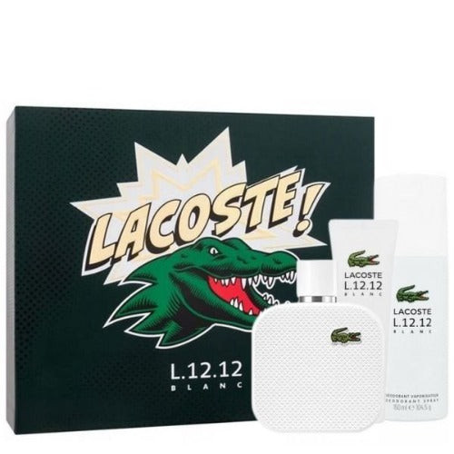 Eau De Lacoste L.12.12. Blanc 3 Piece Gift Set 3 Piece Gift Set With 3.3 Oz EDT