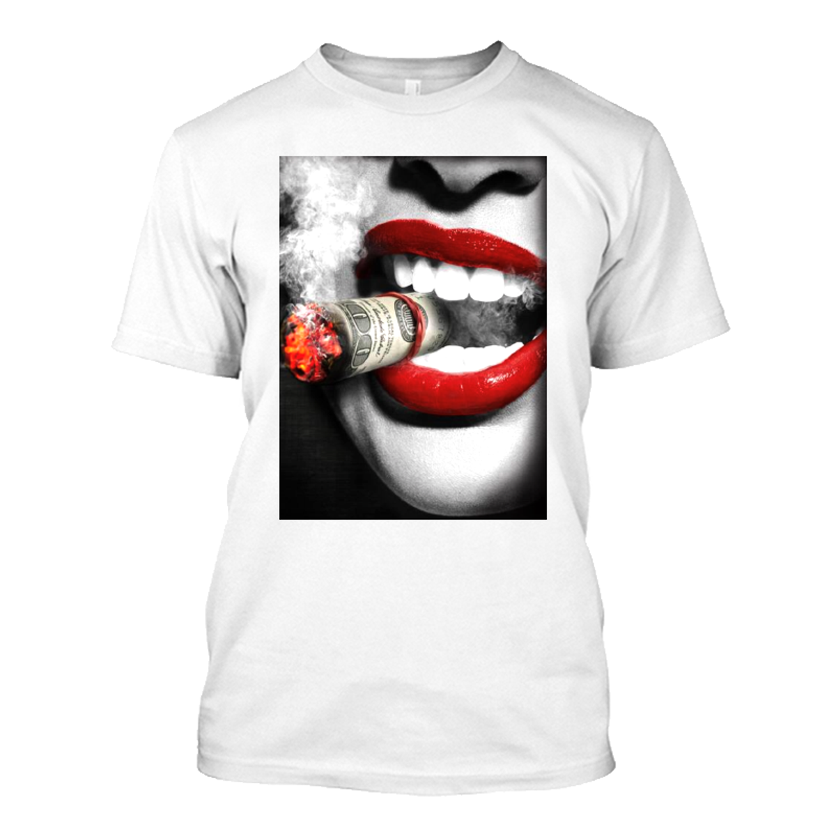 Men's Red Lips Biting A Cigar - Tshirt - The Inked Boys Shop