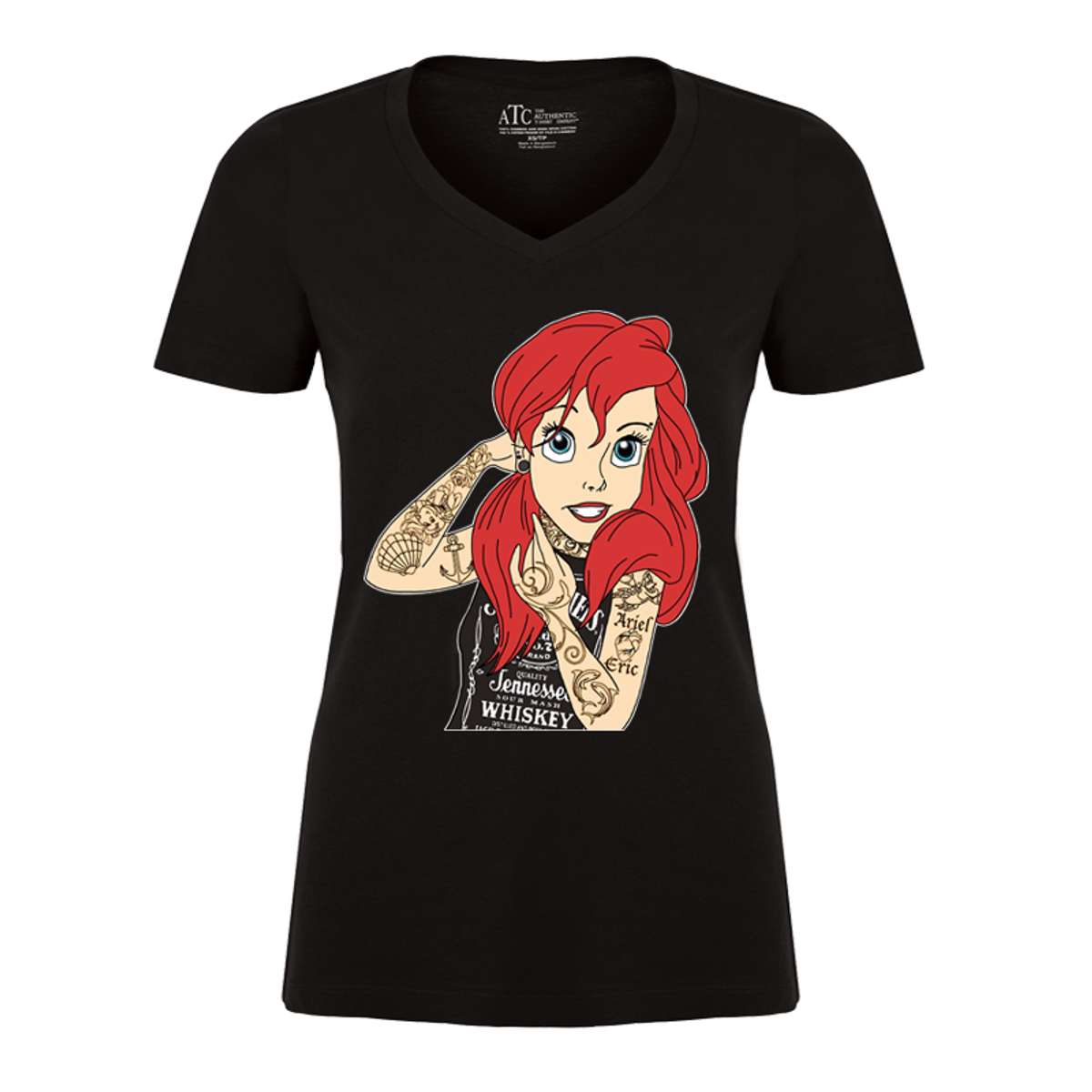 Wet Ariel with Tattoos Black Tee  Short Sleeved Fitting TShirt