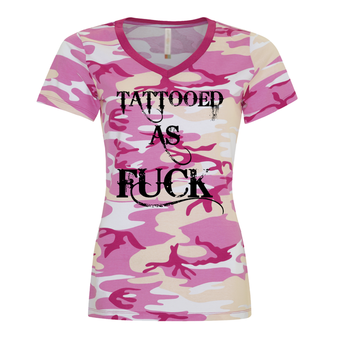 Women's Tattooed As Fuck Pink Camo - Tshirt