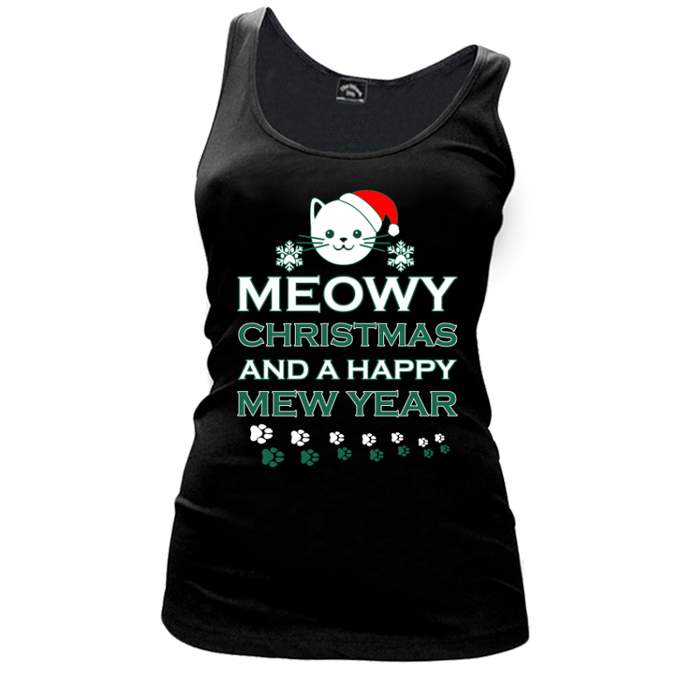 Women's Meowy Christmas And A Happy Mew Year - Tank Top