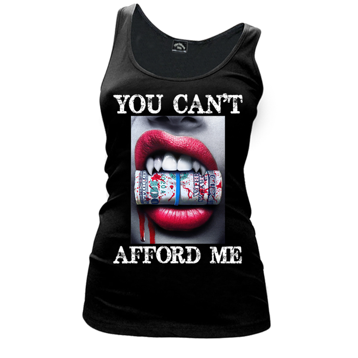 Women's You Can't Afford Me Red Lips Vampire Biting Money - Tank Top