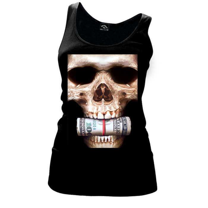 Women's Skull Biting Money - Tank Top