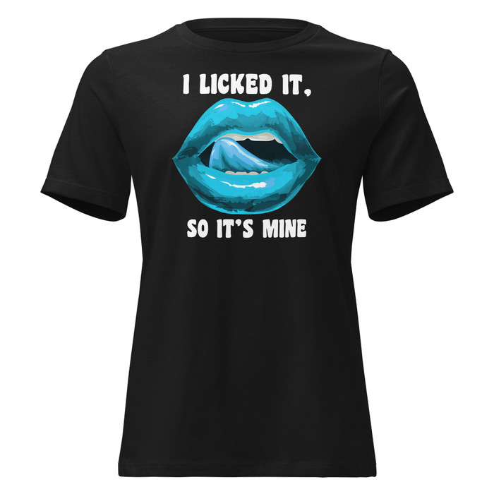 Women's I Licked It So It's Mine (Blue Lips) - Black Shirt