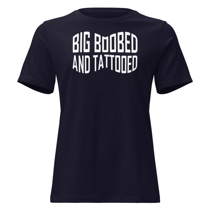 Women's Big Boobed And Tattooed (New) - Shirt (White Print)