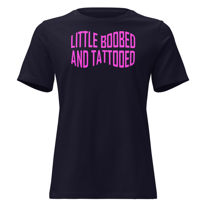 Women's Little Boobed And Tattooed (New) - Shirt (Pink Print)