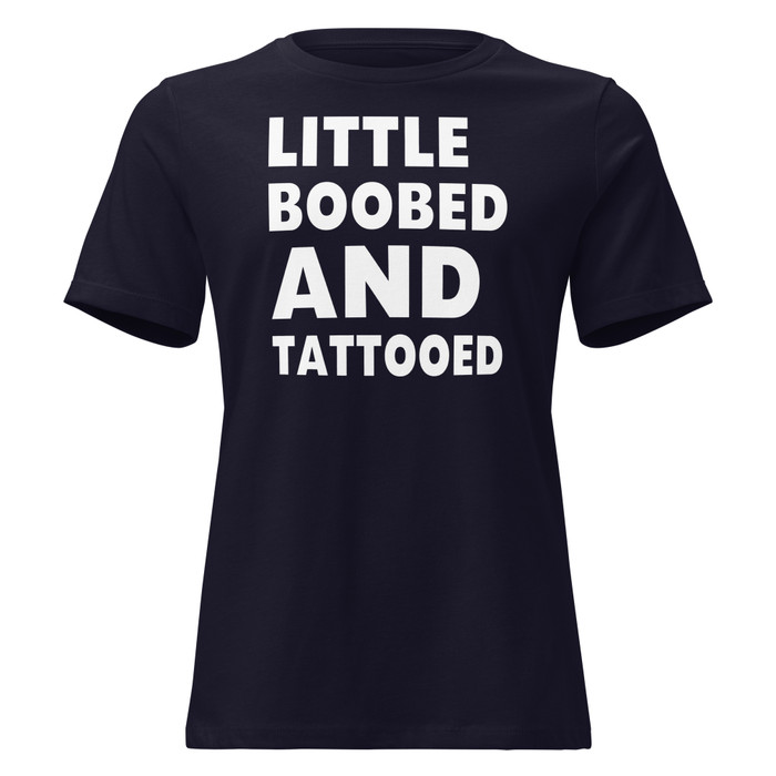 Women's Little Boobed And Tattooed - Shirt (White Print)