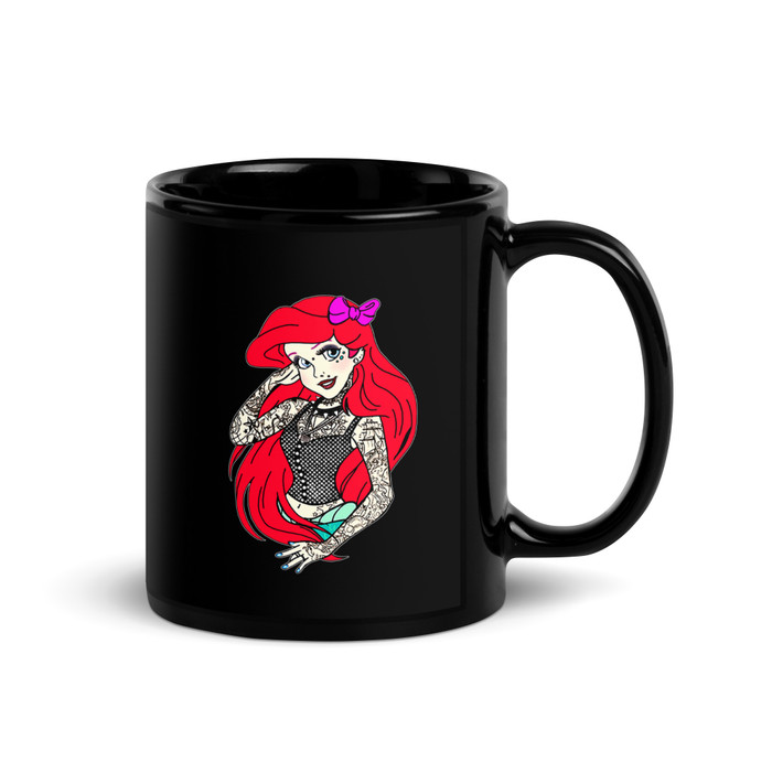 Tattooed Ariel1 (Disney) - Black Glossy Mug