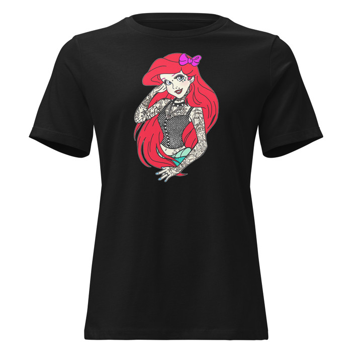 Women's Tattooed Ariel1 (Disney) - Black Shirt