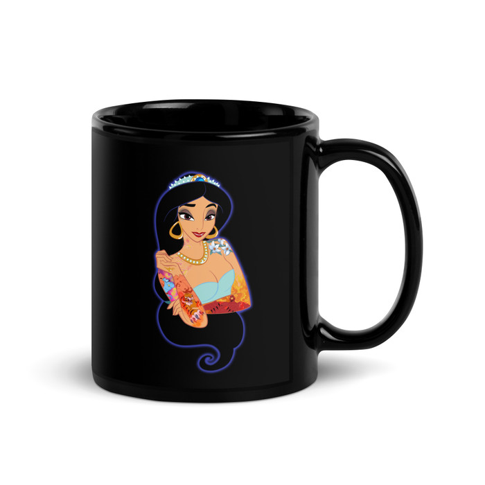 Princess Jasmine Disney Tattooed Characters - Black Glossy Mug