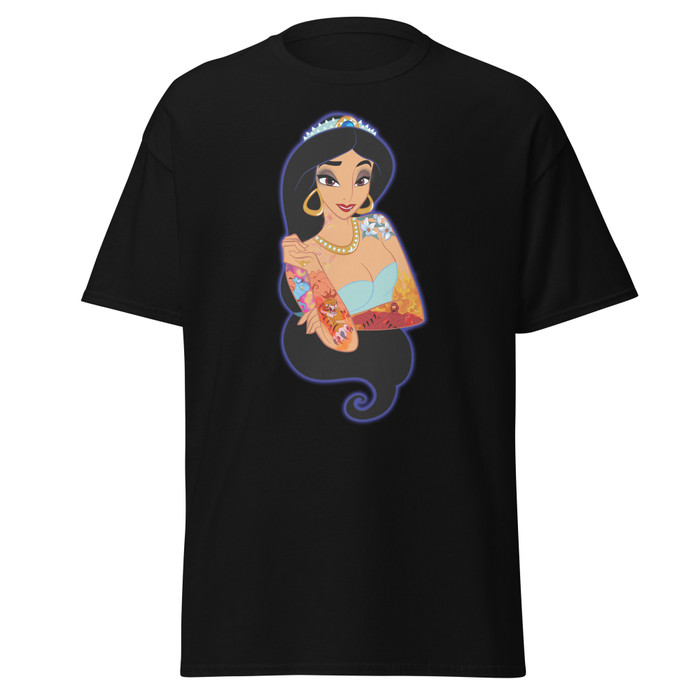 Unisex Princess Jasmine Disney Tattooed Characters - Black Shirt