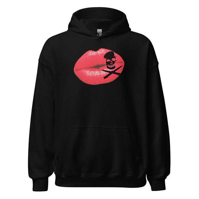 Unisex Deadly Kiss Lips (Red Lips) - Black Hoodie