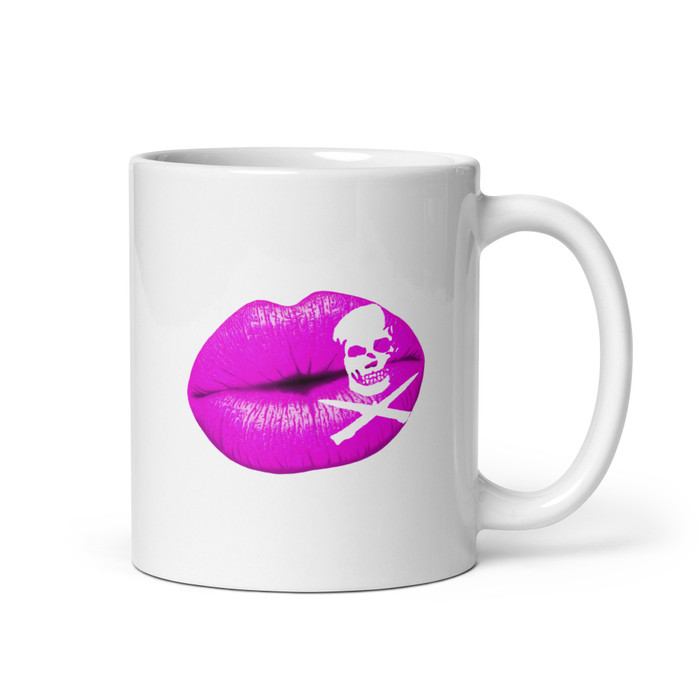 Deadly Kiss Lips (Pink Lips) - White Glossy Mug