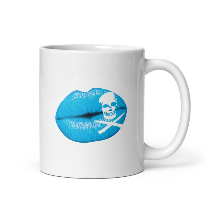 Deadly Kiss Lips (Blue Lips) - White Glossy Mug