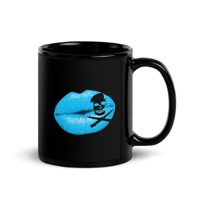 Deadly Kiss Lips (Blue Lips) - Black Glossy Mug
