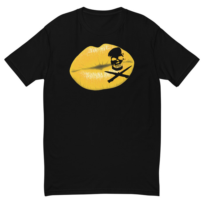 Men's Deadly Kiss Lips (Gold Lips) - Black Shirt